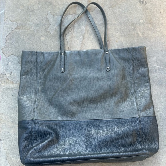 Halogen Nordstrom Army Green and Black Genuine Leather Large Tote Bag Handbag - Picture 1 of 8